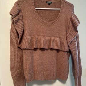 Women's Ruffled Knit Sweater - Pink